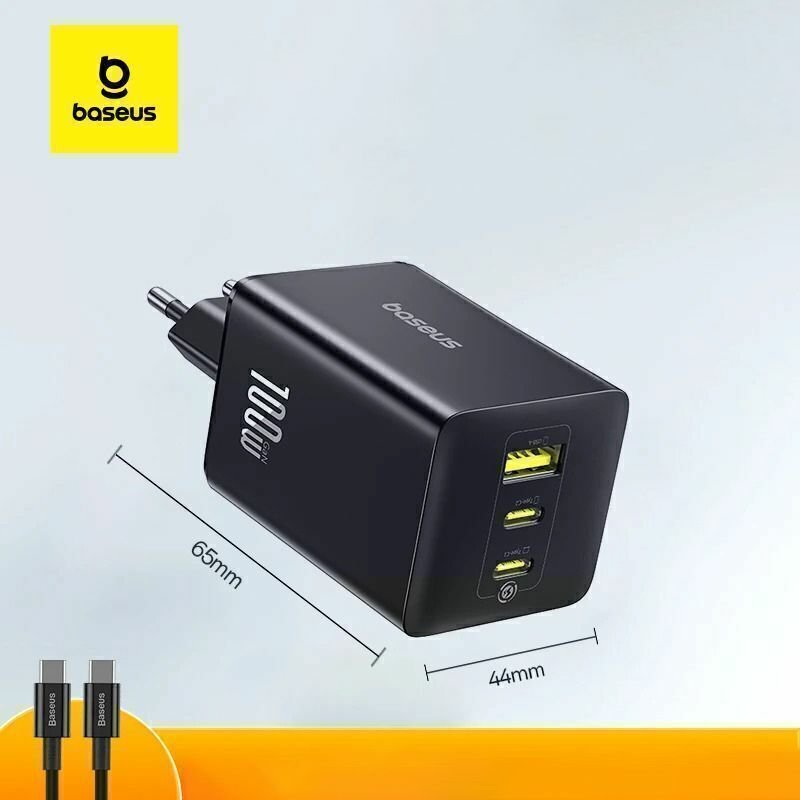 Kit Carregador GaN 100W EnerFill 3 Portas + Cabo USB C
