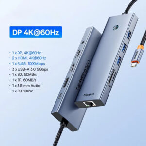 Hub USB-C Baseus 11 em 1 UltraJoy - Prata