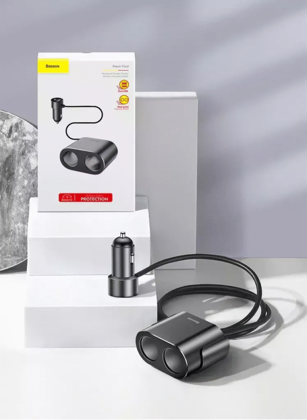 Carregador Veicular 4 em 1 Dual USB com Extensor Duplo 100W - Imagem 3