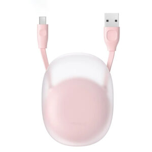 Cabo USB Retrátil Silicone - USB-C 1m Rosa