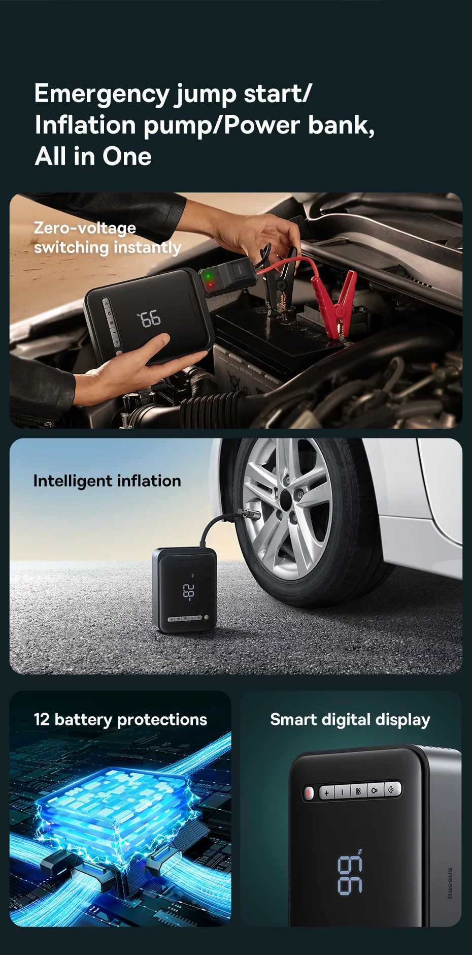 Compressor Portátil e Auxiliar de Partida 2 em 1 - Imagem 11