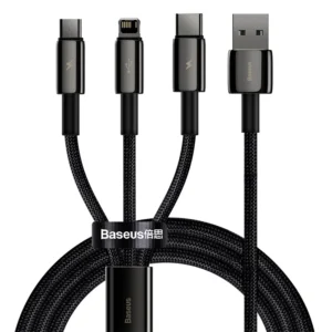 Cabo USB Baseus 3.5A 3 em 1 - Preto