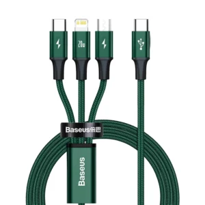 Cabo USB Baseus 3 em 1 20W PD 1,5m - Verde