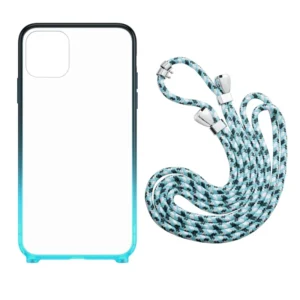 Capa transparente com cordão para iPhone 11 - Azul