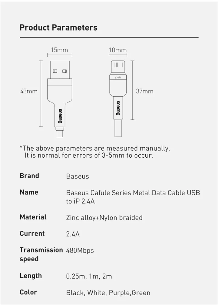 Cabo USB para Lightning Cafule Metal 2.4A - Imagem 22