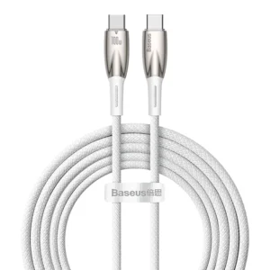 Cabo USB C Baseus 100W Glimmer Luminoso - Branco