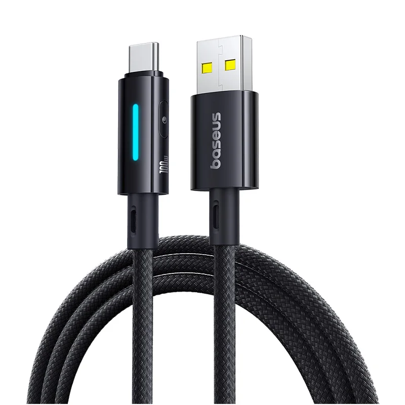 Cabo USB A para USB C 100W Carregamento Rápido Lit - Preto