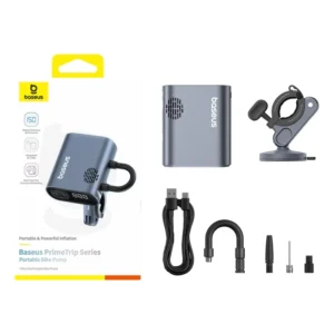 Compressor Portátil PrimeTrip com Suporte para Bicicleta - Preto