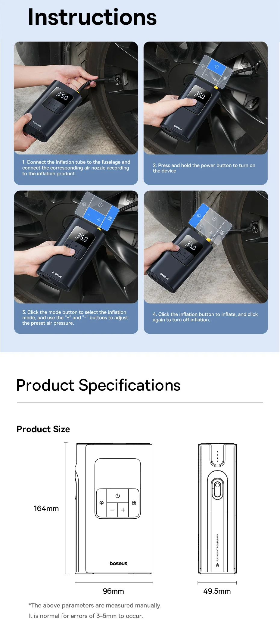 Compressor Portátil 2 em 1 PrimeTrip VA1 - Imagem 7