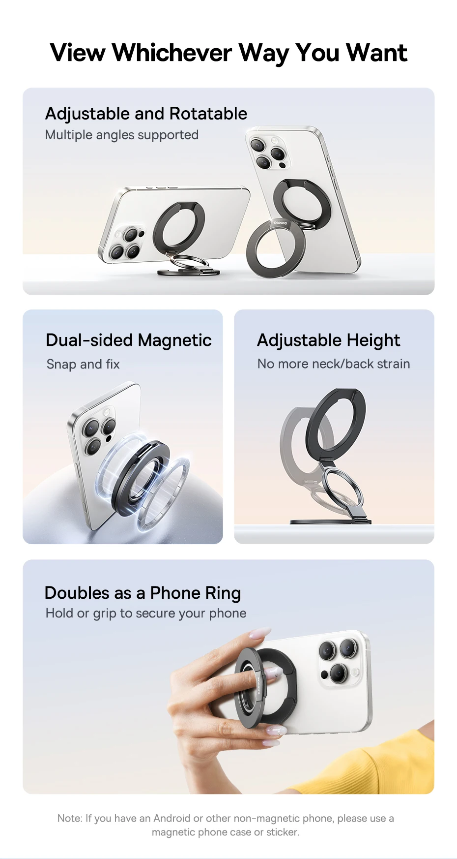 Suporte Magnético para Telefone com Anel Duplo MagPro 3 - Imagem 8