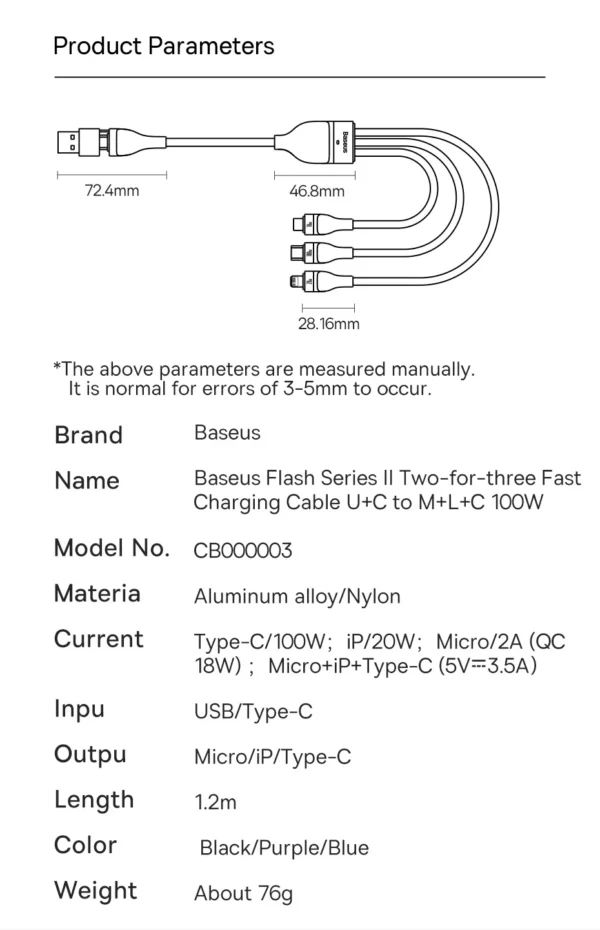Cabo USB 3 em 1 100w - Imagem 29