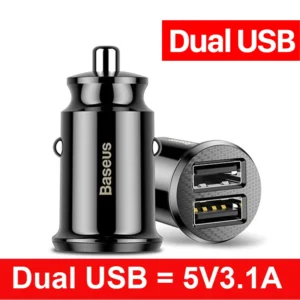 Carregador Veicular Baseus 12V USB Duplo 3.1A - Preto