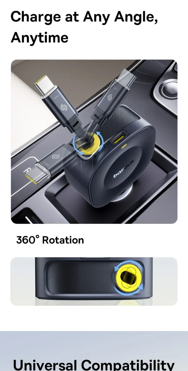 Carregador Veicular 30W com Cabo Retrátil PrimeTrip VR2 - Imagem 4