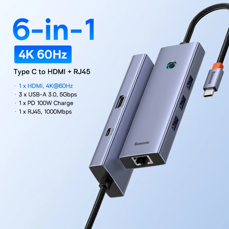 Hub USB C 6 em 1 UltraJoy - Prata