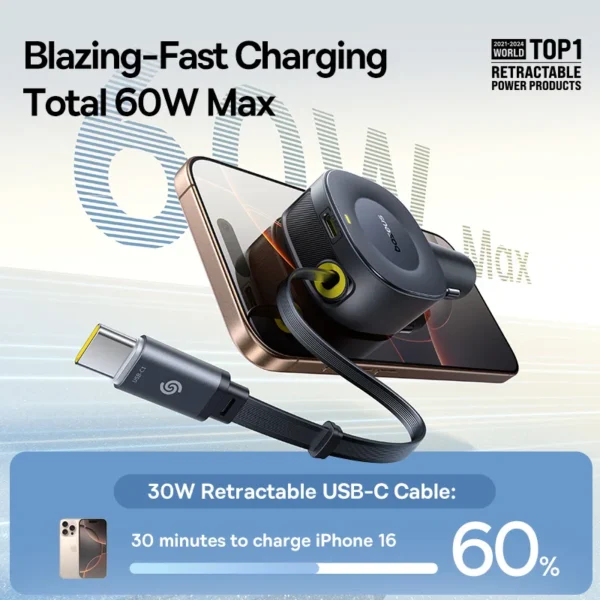 Carregador Veicular 30W com Cabo Retrátil PrimeTrip VR2 - Imagem 10