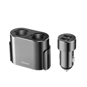 Carregador Veicular Baseus 4 em 1 Dual USB com Extensor Duplo 100W - Preto