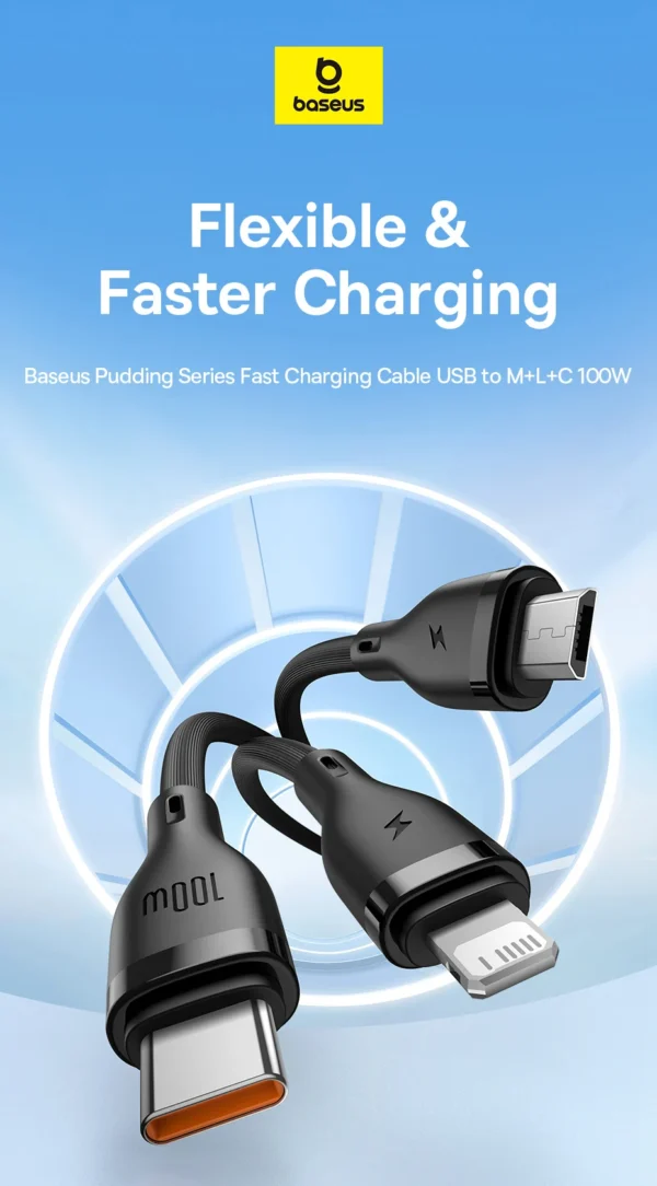 Cabo USB 3 em 1 100W Pudding - Imagem 6
