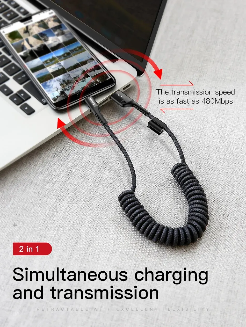 Kit 2 Cabos USB para USB Tipo C Retrátil Fish Eye - Imagem 14