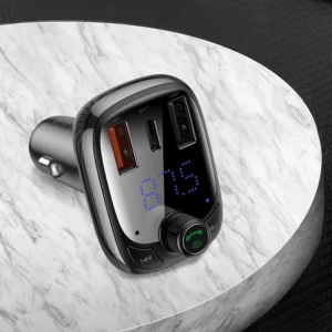 Carregador Veicular com Transmissor FM Bluetooth 5.0 Baseus - Preto