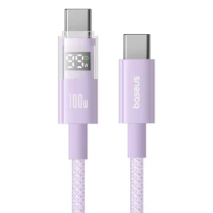 Cabo USB C 100W Display 2 de Carregamento Rápido - Roxo