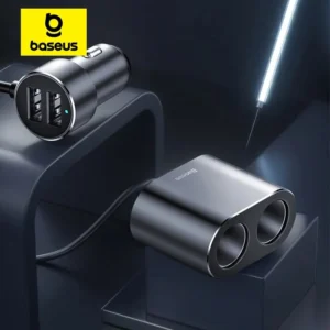Carregador Veicular 4 em 1 Dual USB com Extensor Duplo 100W
