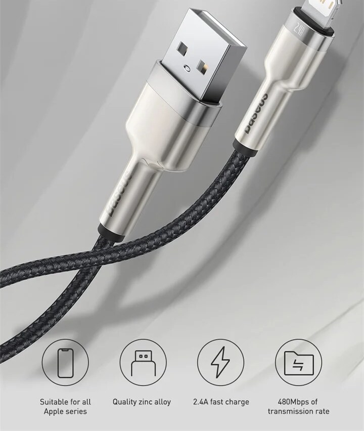 Compatibilidade – Cabo USB para Lightning Cafule Metal 2.4A