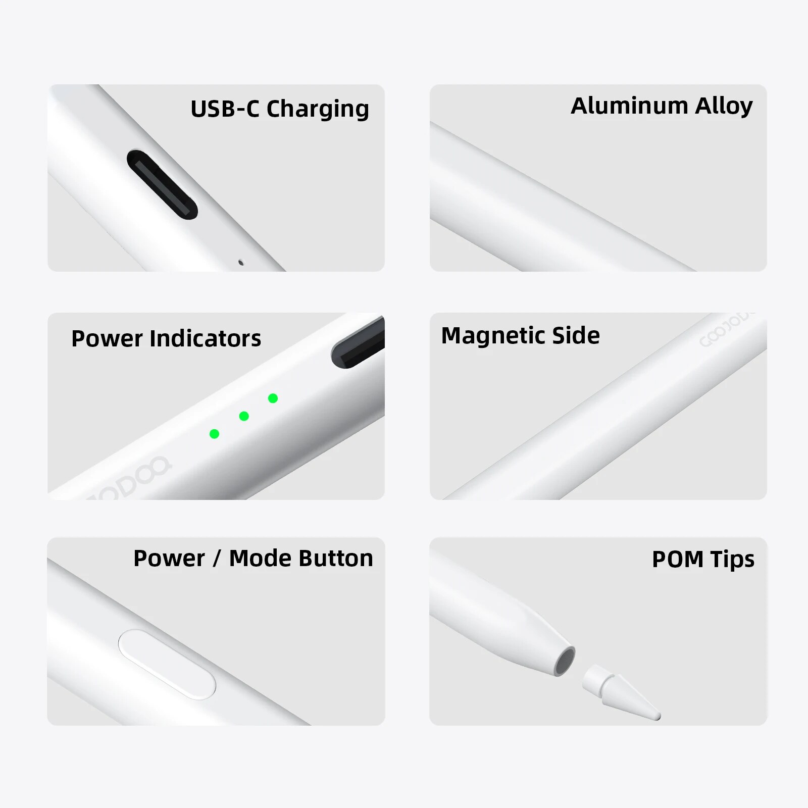 Conexão e Carga – Caneta Stylus Ai07 Goojodoq para iPad