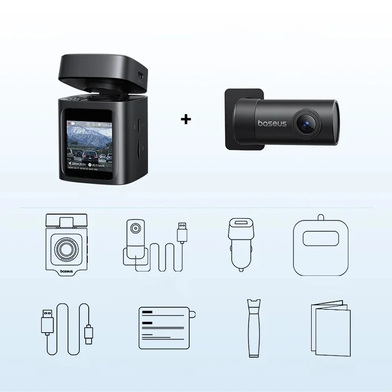 Câmera Veicular Inteligente Frontal 3K PrimeTrip Baseus VD1 - Frontal e Traseira