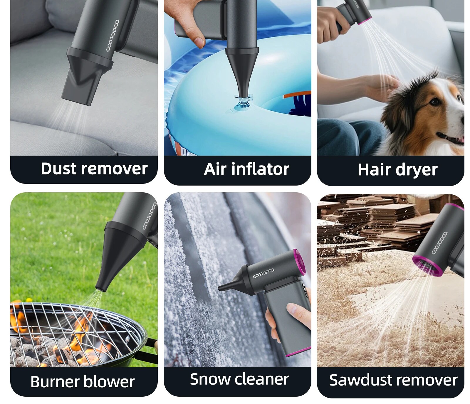 Multiuso – Ventilador Portátil Ultra Rápido Goojodoq GFS009