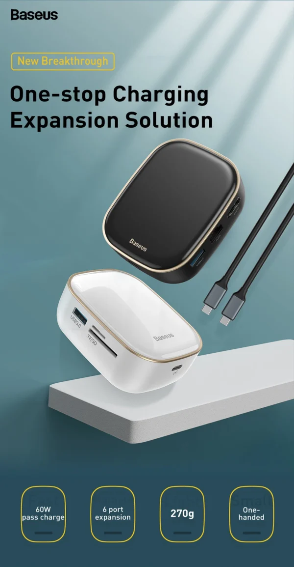 Hub USB C Adaptador Multifuncional 6 em 1 Carregador AC - Imagem 8