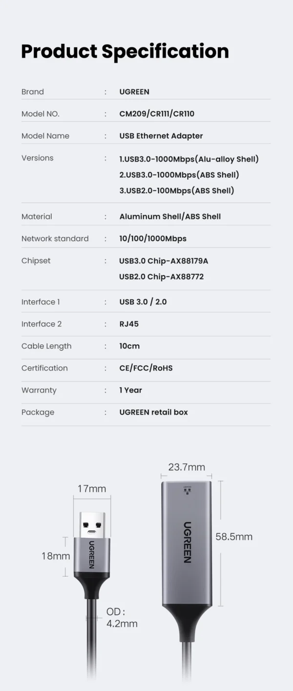 Adaptador UGREEN USB para RJ45 - Imagem 21