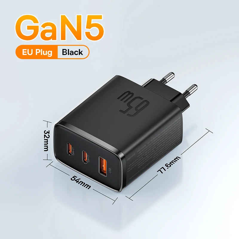 Carregador GaN5 65W 3 em 1 - Preto