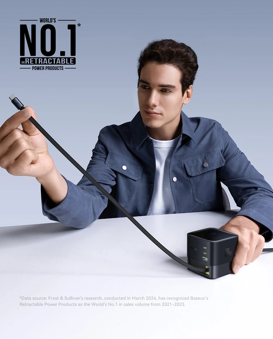 Carregador Super GaN 100W com Cabo Retrátil - Imagem 7