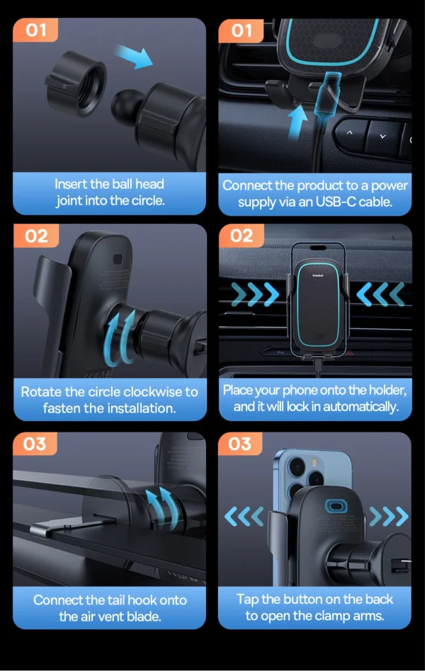 Suporte Veicular Elétrico com Carregamento Sem Fio 15W - Imagem 20