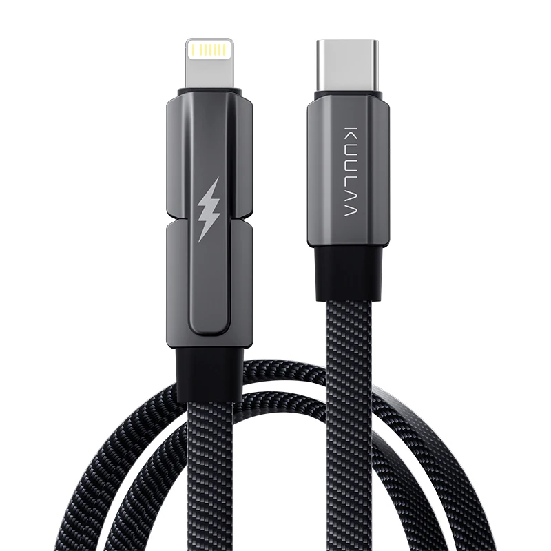 Cabo 2 em 1 60W KUULAA USB & Lightning - Preto