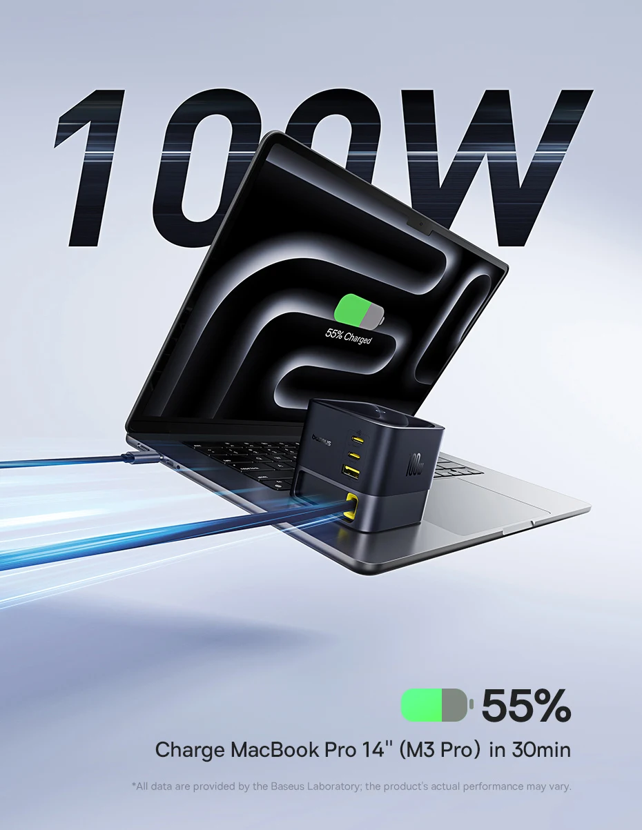 Carregador Super GaN 100W com Cabo Retrátil - Imagem 10