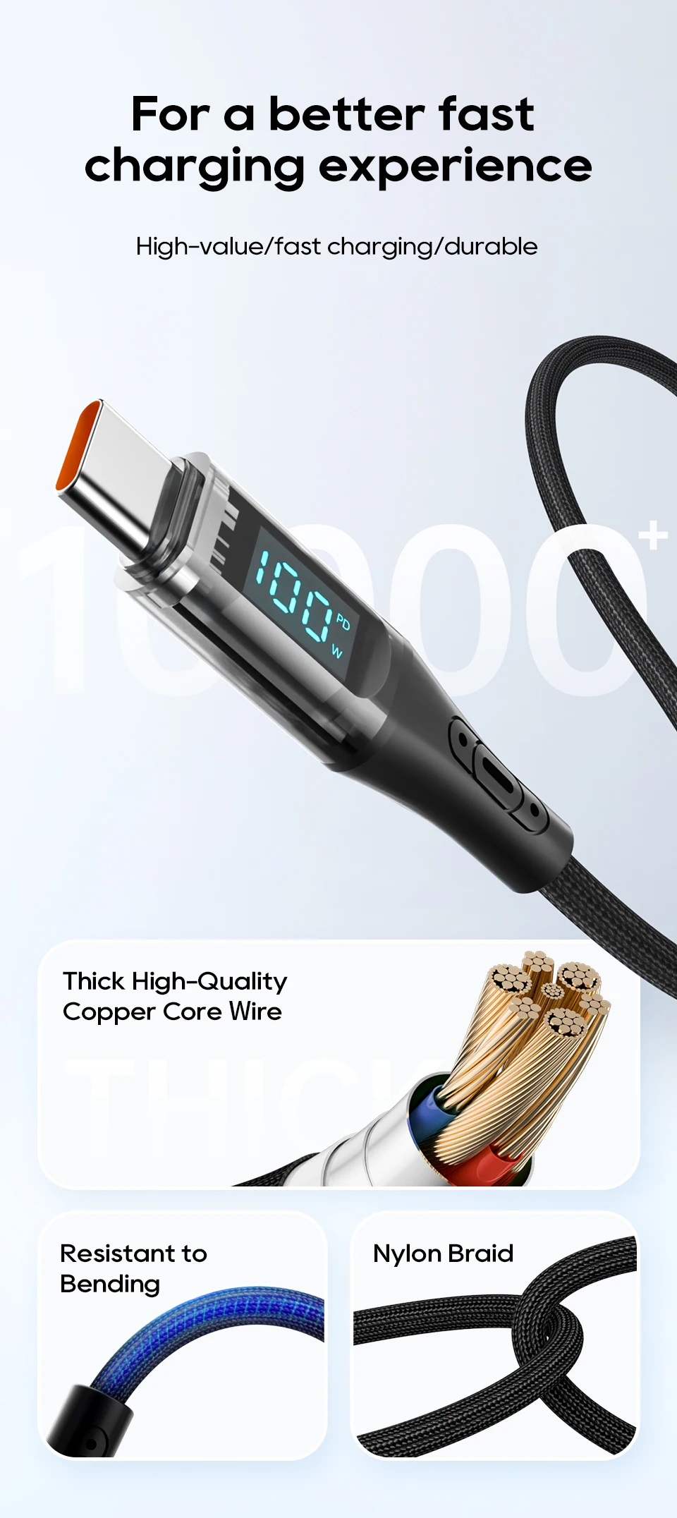 Cabo USB-C Carregamento Rápido 100W QC4.0 Kuulaa - Imagem 10