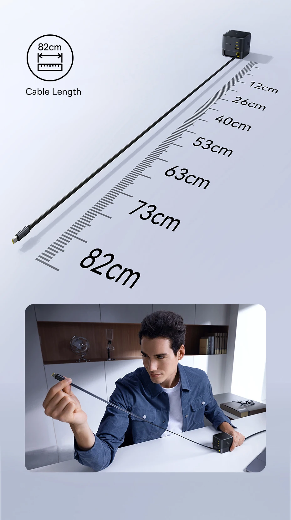 Carregador Super GaN 100W com Cabo Retrátil - Imagem 9