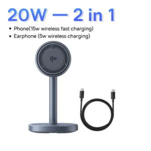 Suporte Magnético com Carregamento Sem Fio Baseus 2 em 1 20W Qi2 - Preto