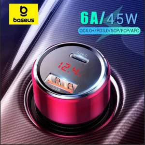 Carregador Veicular 45W QC4.0 Carregamento Rápido