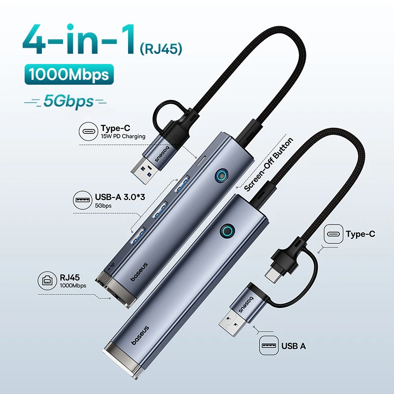 Hub USB C Baseus 4 em 1 UltraJoy - Imagem 32