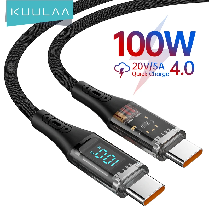 Cabo USB-C Carregamento Rápido 100W QC4.0 Kuulaa