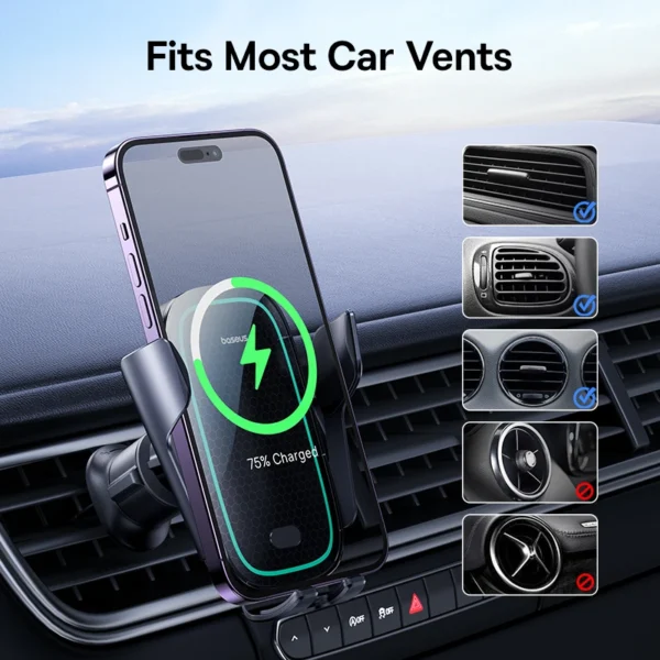 Suporte Veicular Elétrico com Carregamento Sem Fio 15W - Imagem 3