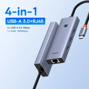 Hub USB-C 4 em 1 UltraJoy RJ45 e USB3.0
