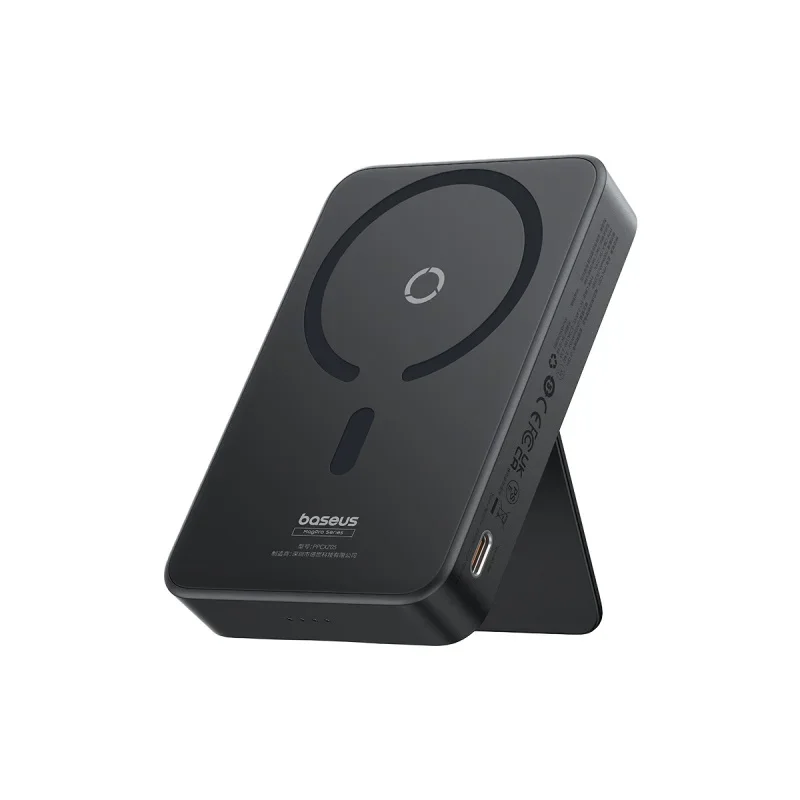 Power Bank Magnético 20W 5000mAh com Suporte - Preto