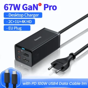 Carregador Rápido 67W GaN5 Pro e Hub USB C - Preto