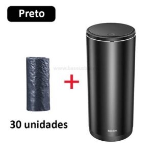 Lixeira Cinzeiro Baseus para Veículos - Preto com 30 Sacos