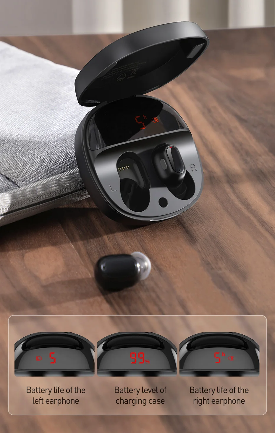 Fone de Ouvido Sem Fio WM01 Plus Bluetooth 5.0 com Display - Imagem 8