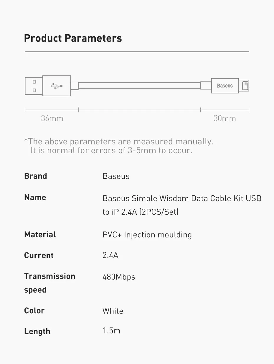 Kit 2 Cabos USB para iPhone 1,5m 2,4A - Imagem 18
