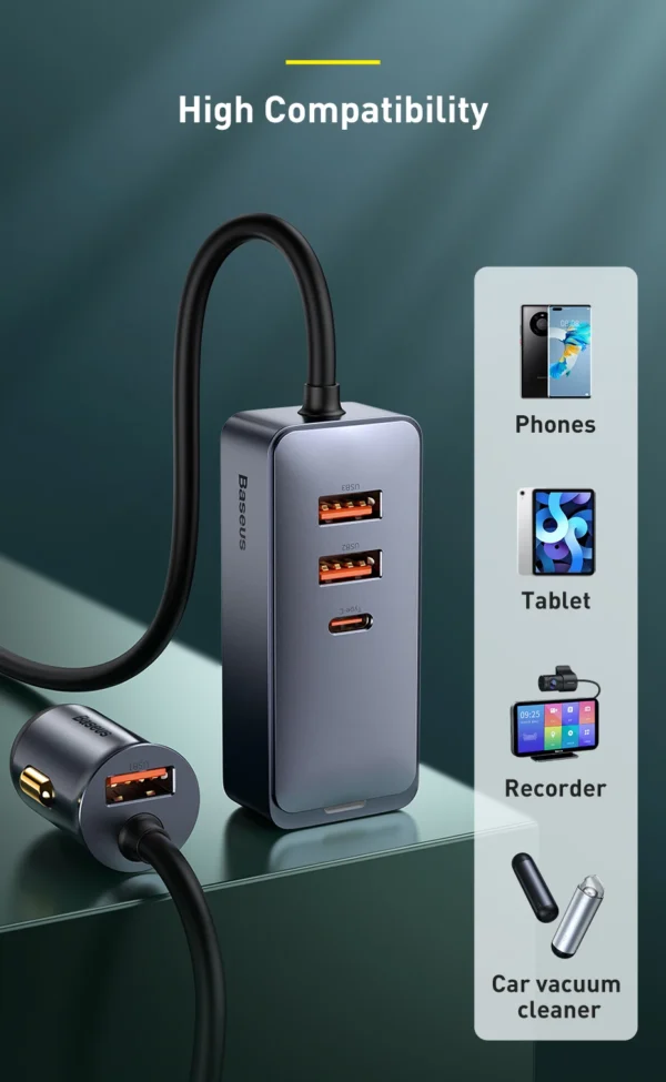 Carregador Veicular 120W com Cabo Extensor - Imagem 18